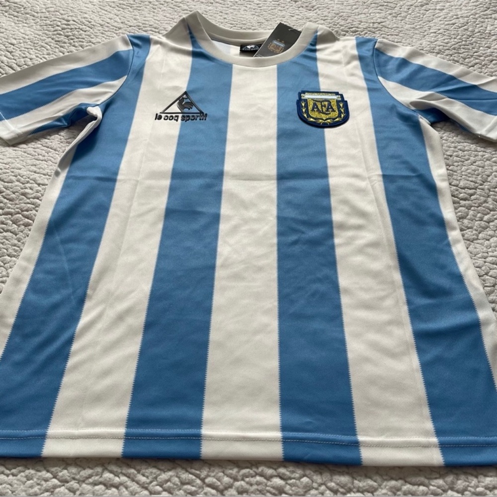 COPY - Diego Maradona Argentina Retro Vintage Home Soccer Jersey - NEW - Men - Picture 2 of 10